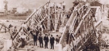 Construcción del Puente de La Oscura, El Entrego, 1927